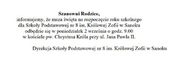 Msza Święta z okazji rozpoczęcia roku szkolnego 2024/2025