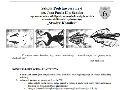 „STWÓRZ KOMIKS” – Konkurs Literacko – Plastyczny – zapraszamy…