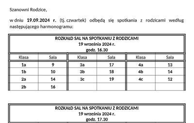 Spotkania z Rodzicami – 19 września 2024 r. – zapraszamy…