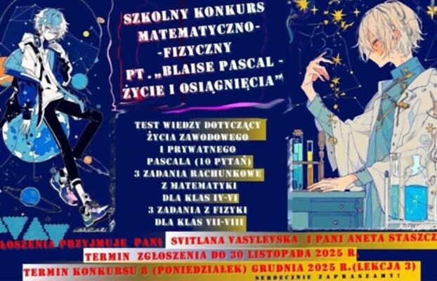 Wyniki konkursu matematyczno-fizycznego „BLAISE PASCAL-ŻYCIE I OSIĄGNIĘCIA”